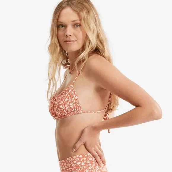 Billabong Orange Floral Made For Daze Alina Bralette Bikini Top Large NWT - Picture 7 of 10